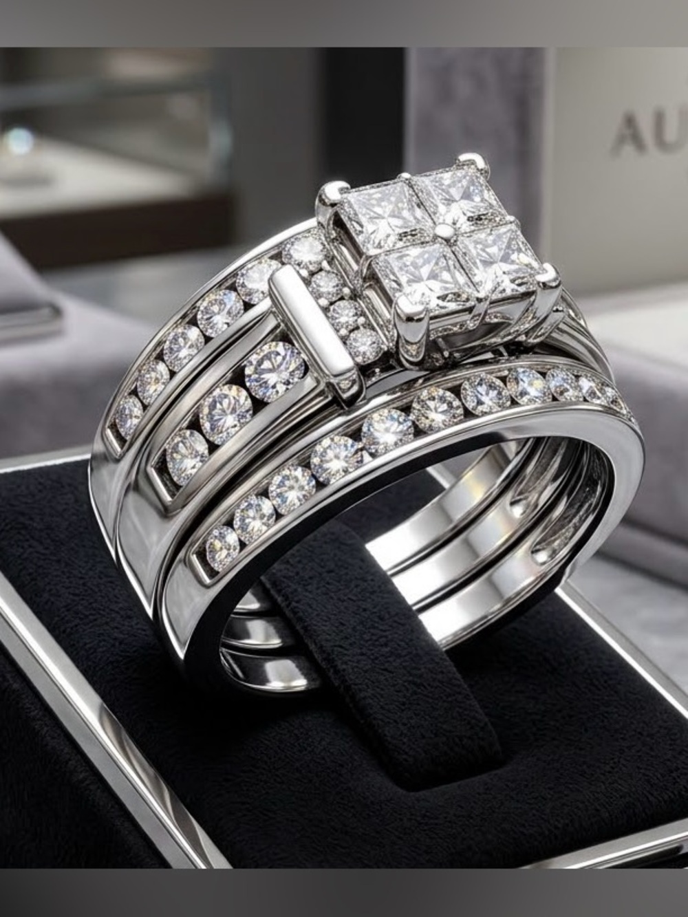 Elegant 14K White Gold Diamond Wedding Set – Appraised $6,550